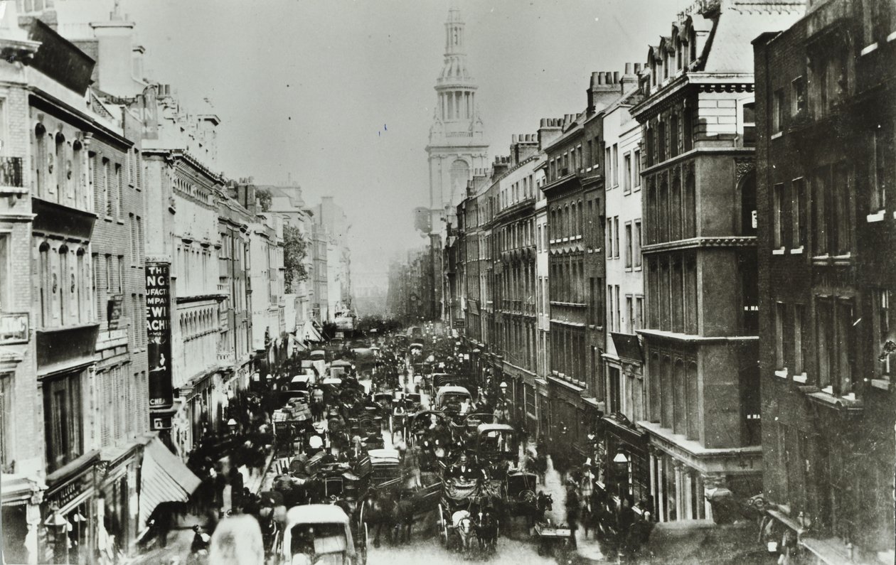 Cheapside, Blick nach Osten zur Bow Church, City of London, 1880 von English Photographer
