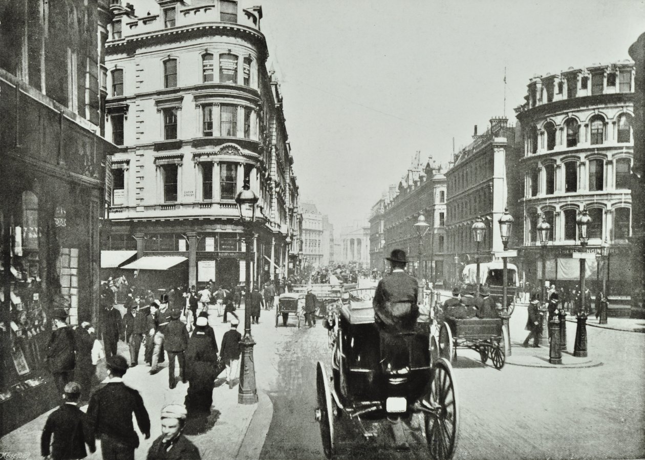 Queen Victoria Street, Blick nach Osten von Queen Street, City of London, 1890 von English Photographer