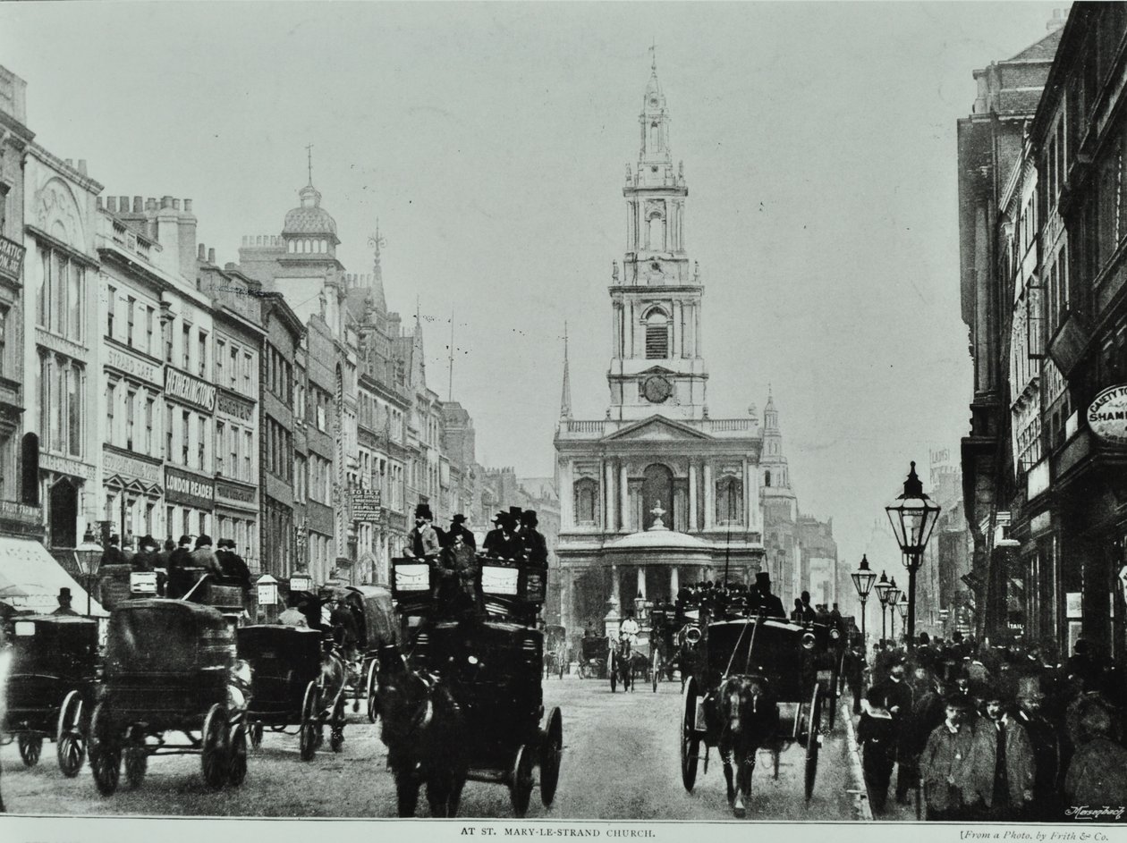 Saint Mary-le-Strand, Strand, Westminster LB: Blick nach Osten zu Saint Mary-le-Strand, 1895 von English Photographer
