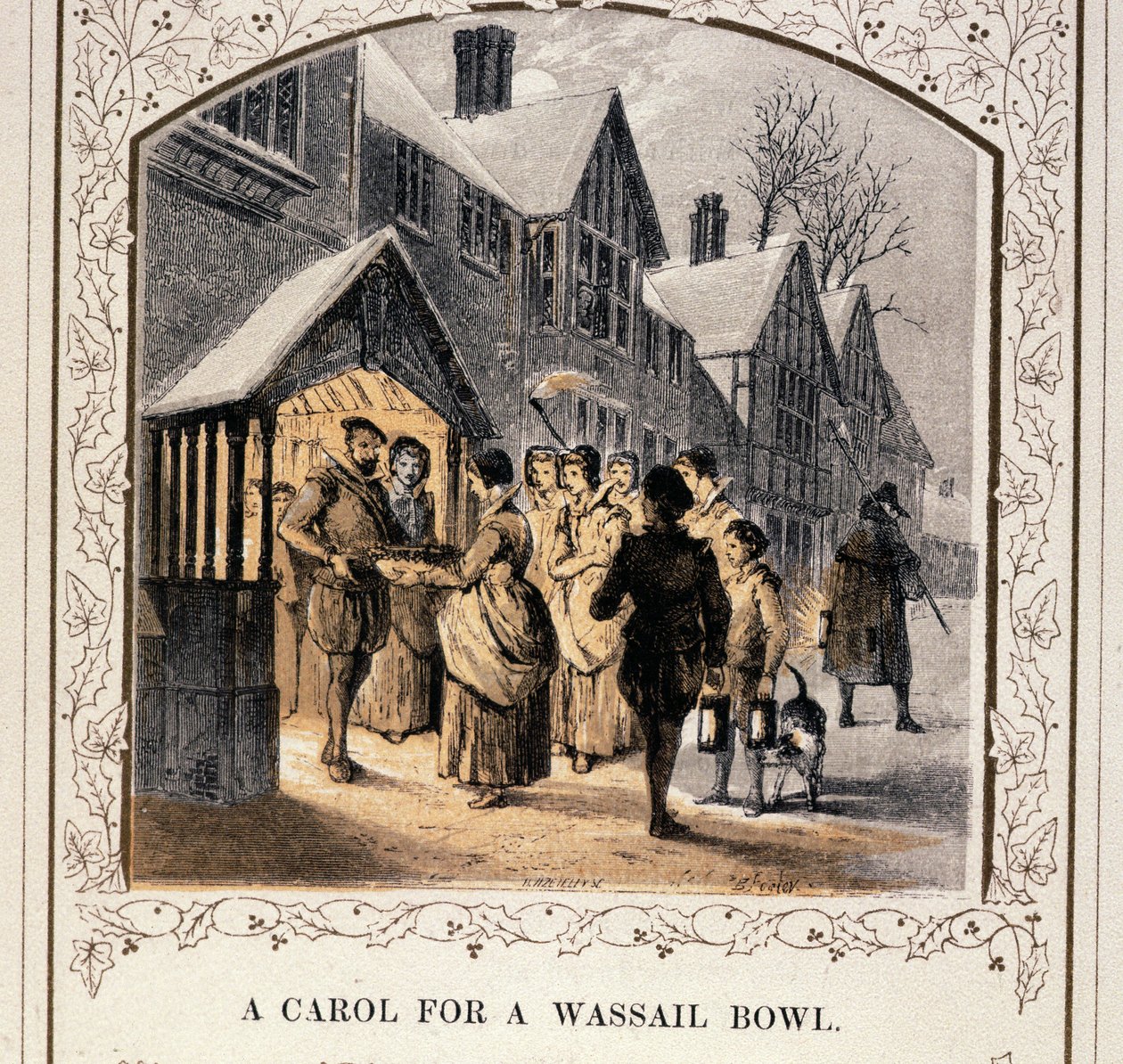 Ein Weihnachtslied für eine Wassail-Schale, 1840er Jahre von English School