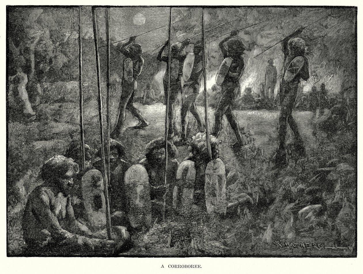 Ein Corroboree (Gravur) von English School