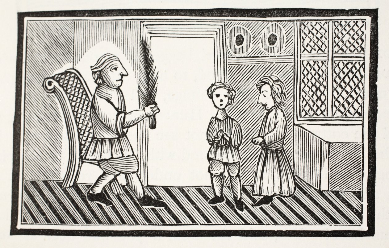 Ein Vater und seine Söhne, Illustration aus Chap-books des achtzehnten Jahrhunderts von John Ashton, veröffentlicht 1882 von English School