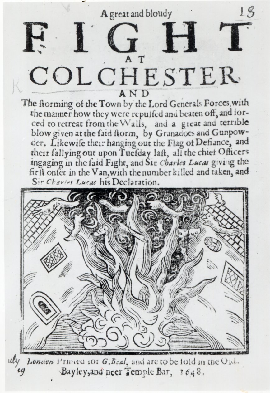 Ein großer und blutiger Kampf bei Colchester, gedruckt 1648 von English School