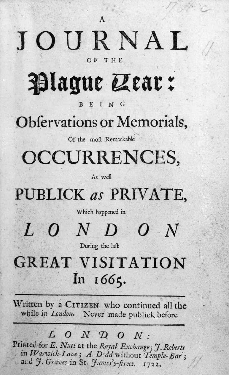 Ein Tagebuch des Pestjahres, 1665 von English School