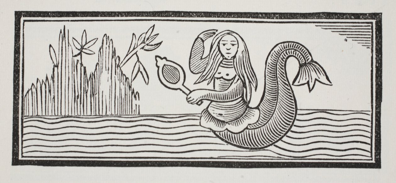 Eine Meerjungfrau, die Zerstörung für Seeleute bedeutet, Illustration aus Chap-books des achtzehnten Jahrhunderts von John Ashton, veröffentlicht 1882 von English School