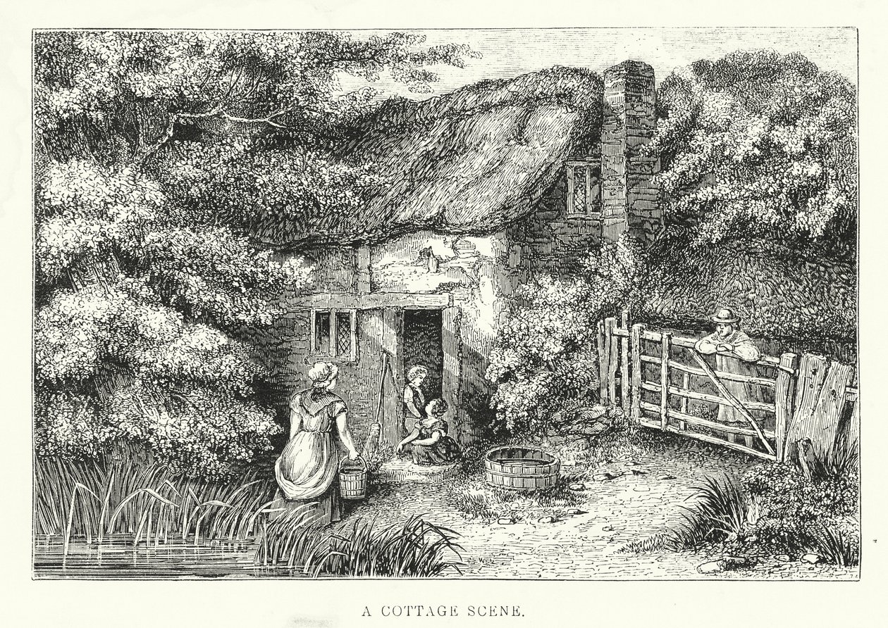 Eine Hüttenszene (Gravur) von English School