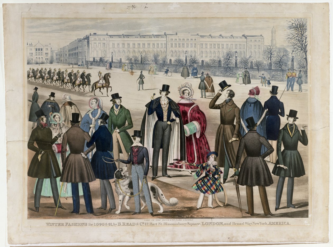 Ansicht im Regents Park, London, Wintermode 1840 und 1841, veröffentlicht von B.Read & Co, 1840 von English School