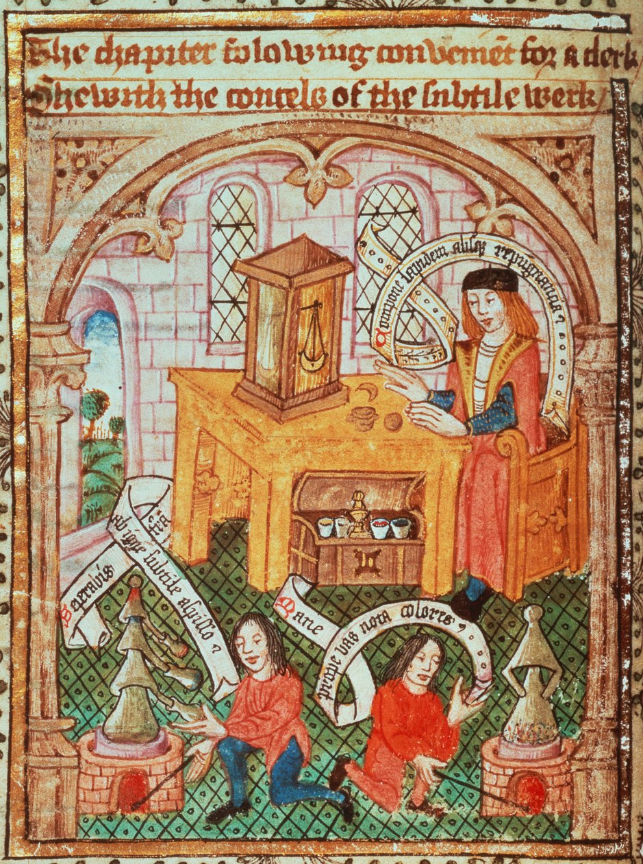 Alchemiemeister bereitet Zutaten vor, aus 