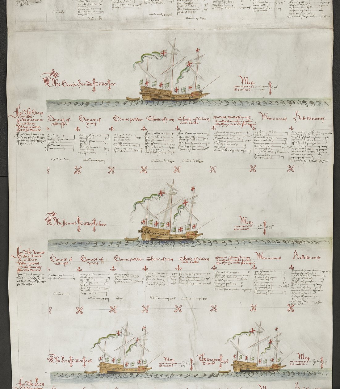 Galeassen: Der Windhund, Die Jennet, Der Löwe und Der Drache, aus 