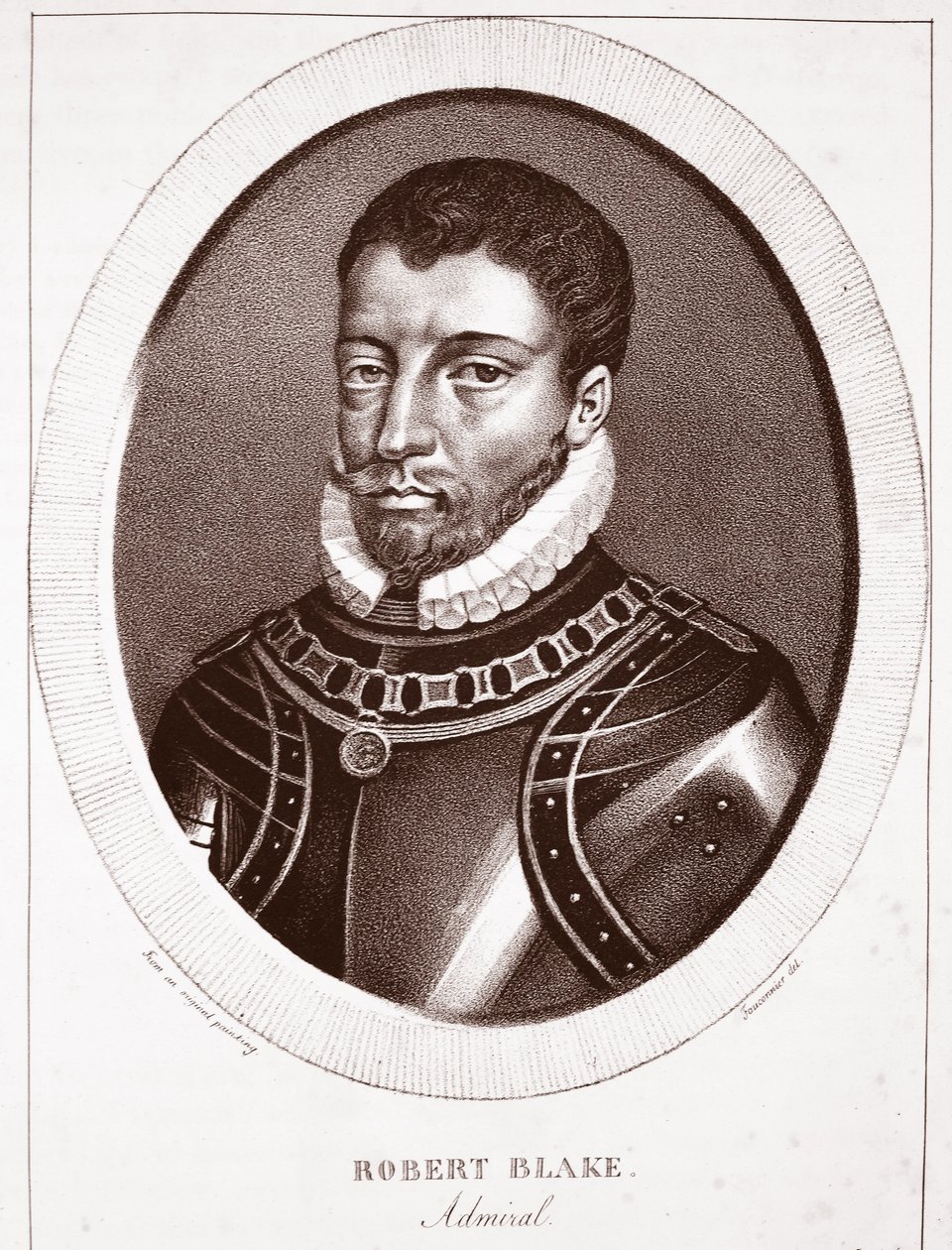 Admiral Robert Blake, zugeschrieben Fauconnier, graviert von de Langlume von English School