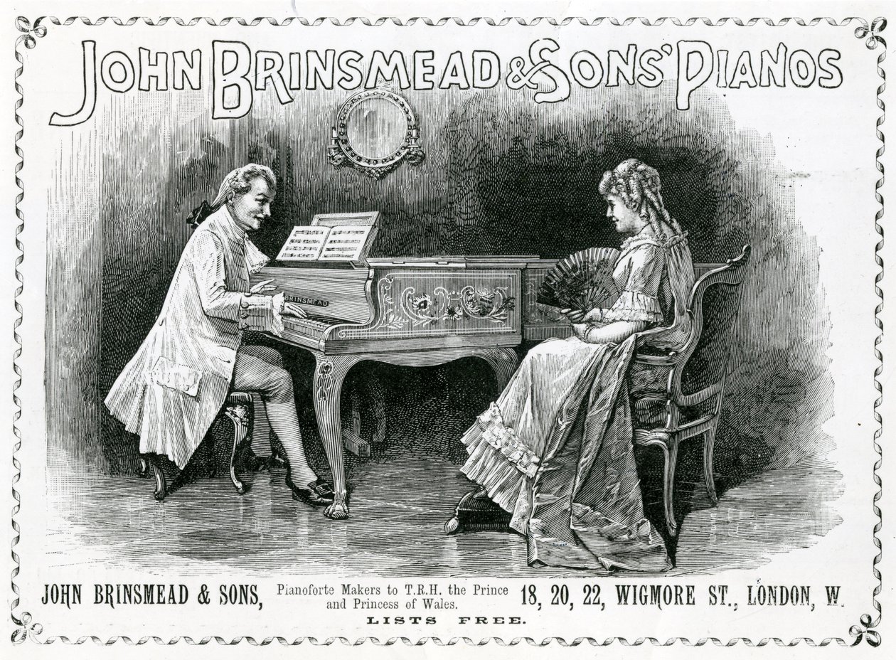Werbung, John Brinsmead und Sons Pianos, Illustration für The Graphic, 4. Juli 1891 (Gravur) von English School