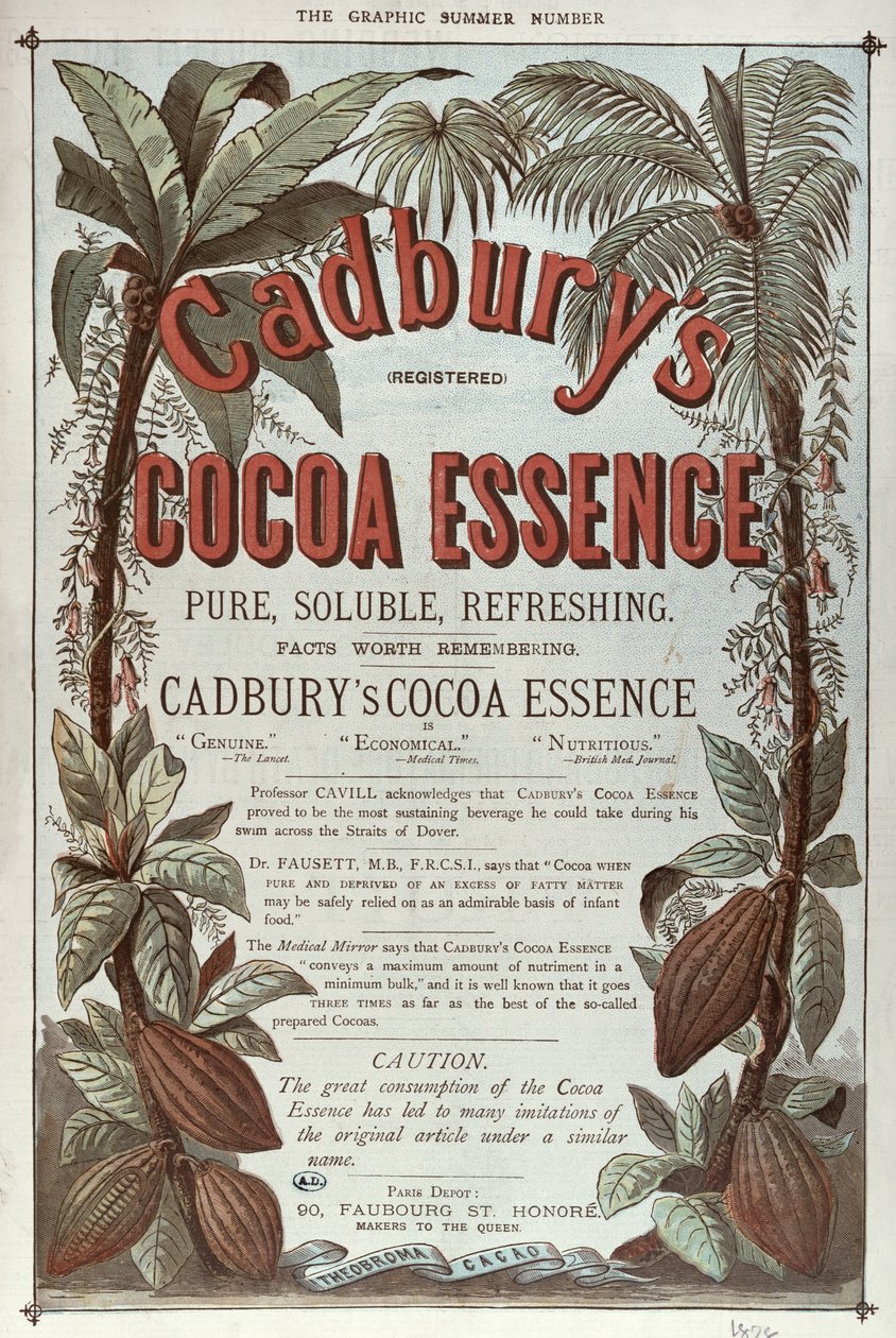 Werbung für Cadburys Kakao-Essenz, aus The Graphic, 1878 von English School