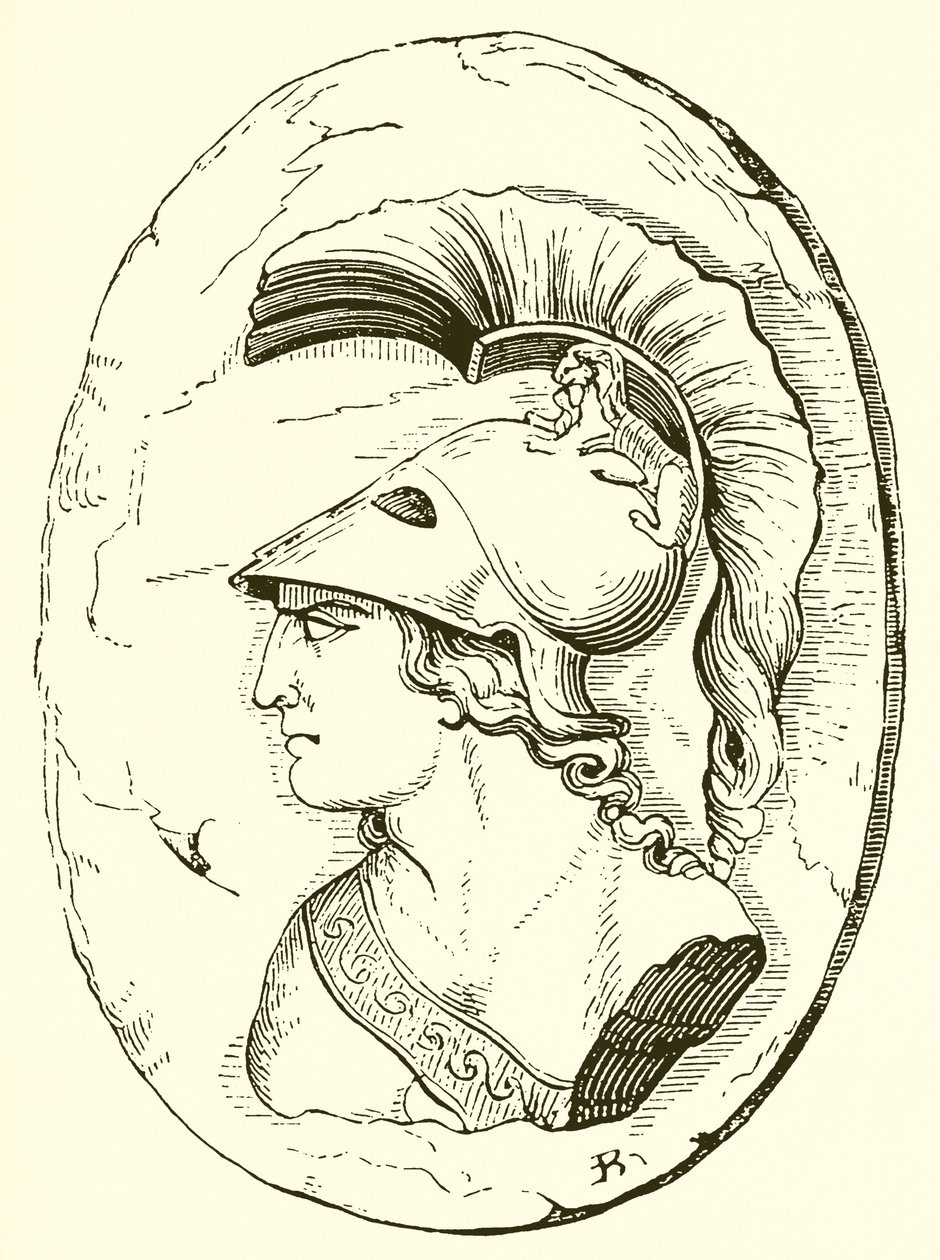 Alkibiades, von einer antiken Skulptur (Gravur) von English School
