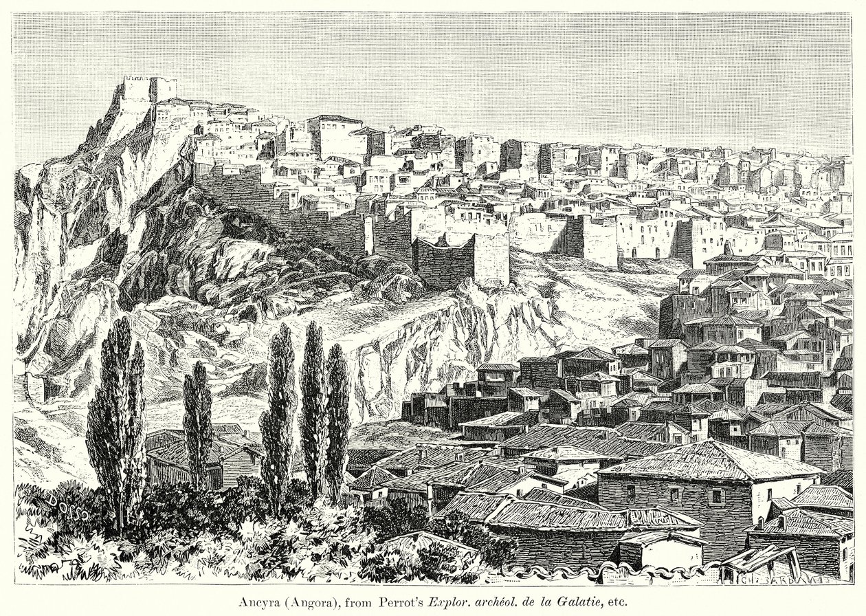 Ancyra (Angora), aus Perrots Explor. Archeol. De la Galatie, etc (Gravur) von English School