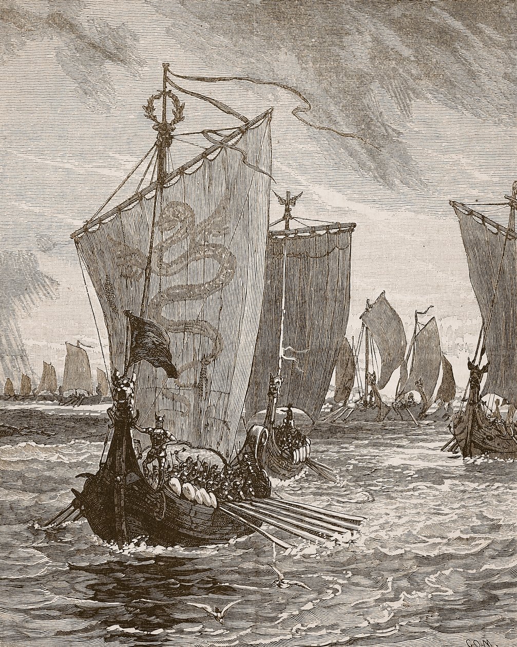 Anlaff betritt den Humber, Illustration aus Cassells Illustrierter Geschichte Englands von English School