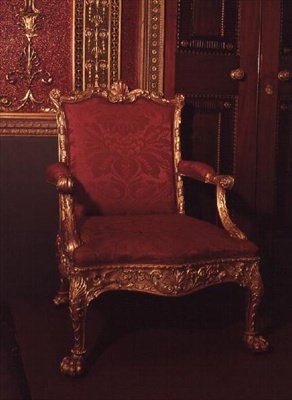 Sessel, entworfen von Robert Adam, ausgeführt von Thomas Chippendale, 1764 von English School