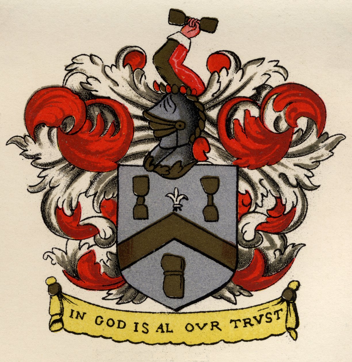 Wappen der Bricklayers and Tilers des Gateshead Chapter, 1671, aus The History of Freemasonry, Band II, veröffentlicht von Thomas C. Jack, London, 1883 von English School