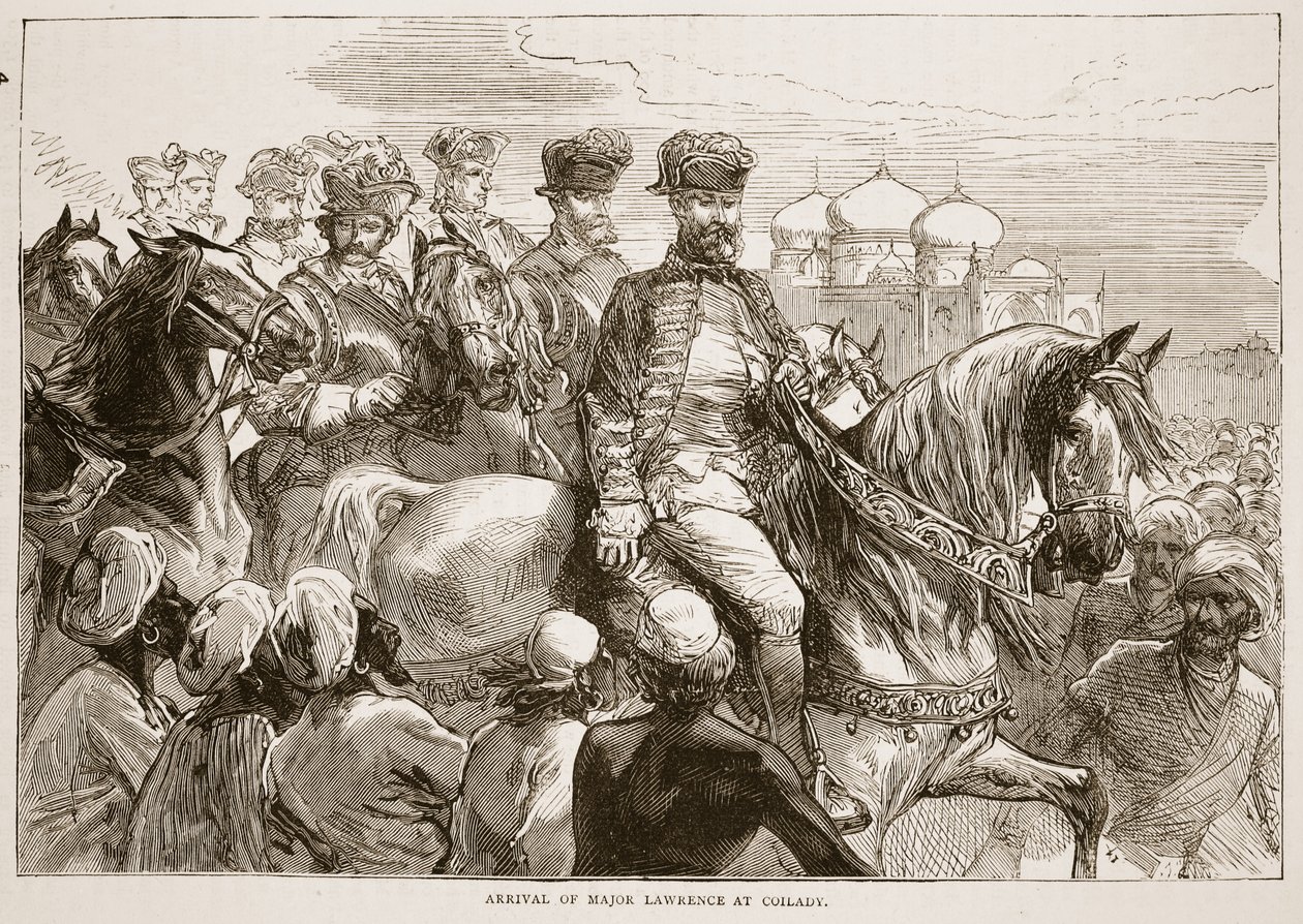 Ankunft von Major Lawrence in Coilady, Illustration aus Cassells Illustrierter Geschichte Indiens von James Grant, veröffentlicht 1879 von English School