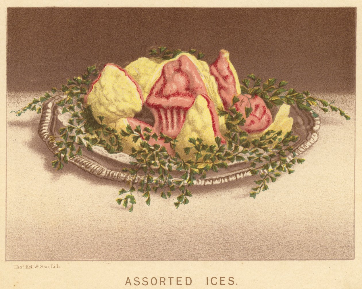 Verschiedene Eissorten (Farblithografie) von English School