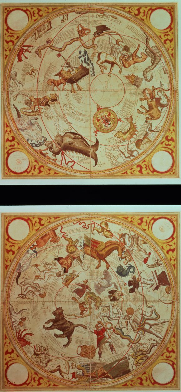 Astrologischer Kalender, Tierkreiszeichen, c.1660 von English School