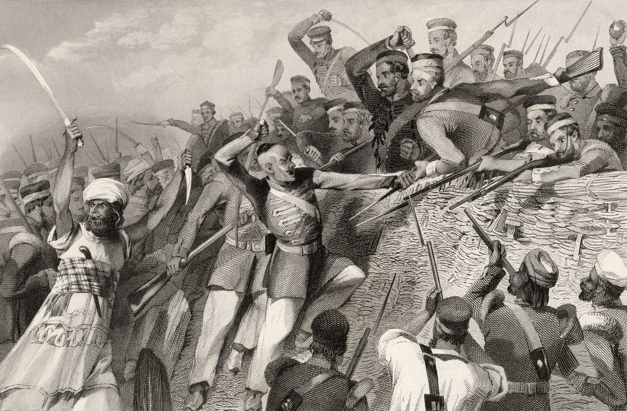 Angriff der Meuterer auf die Redan-Batterie in Luknow, 30. Juli 1857, aus 