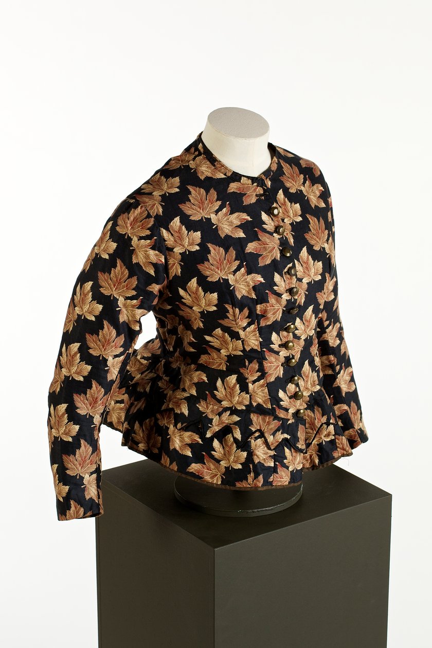 Schwarzes Mieder mit goldenem Ahornblattmuster, ca. 1860-70 von English School