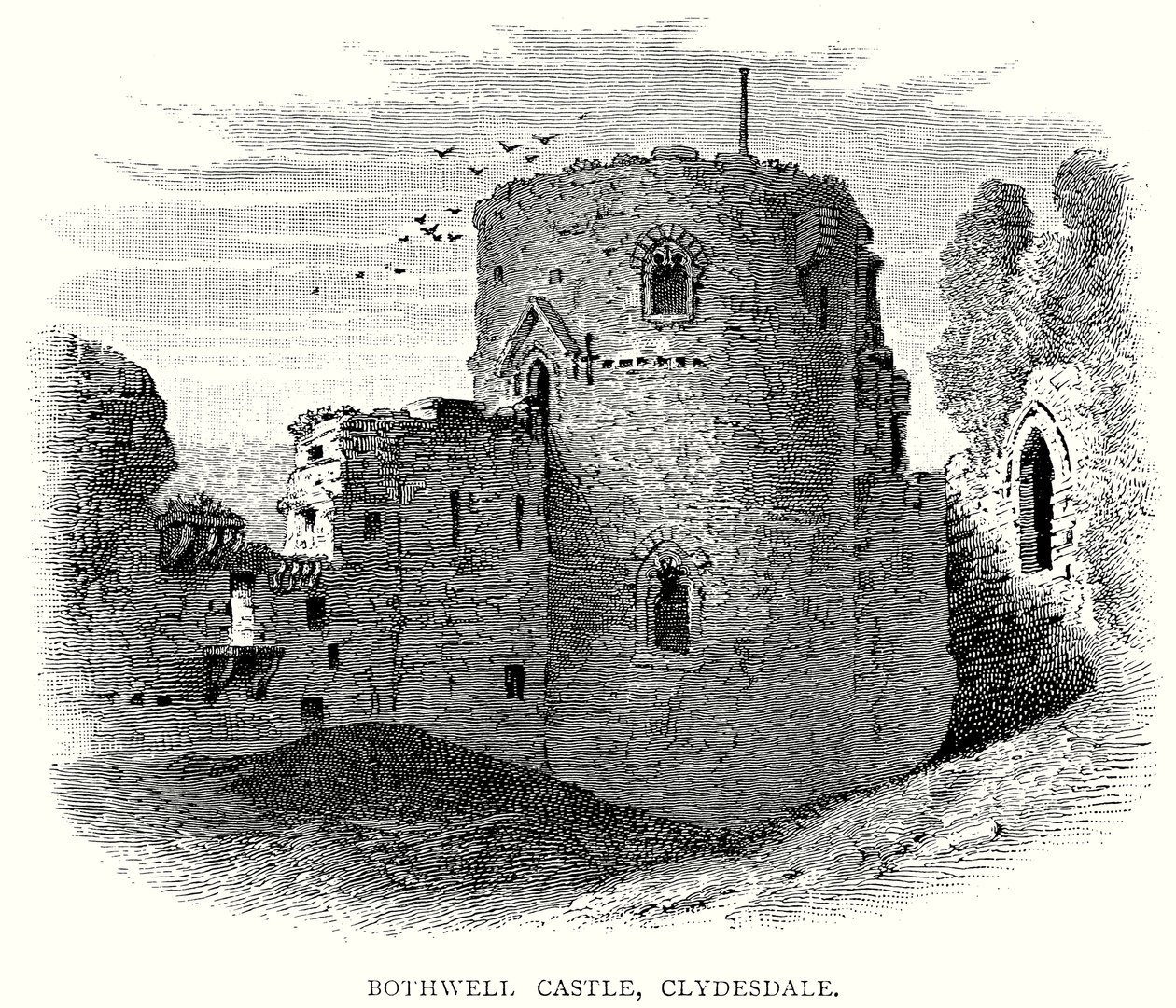 Bothwell Castle, Clydesdale (Gravur) von English School