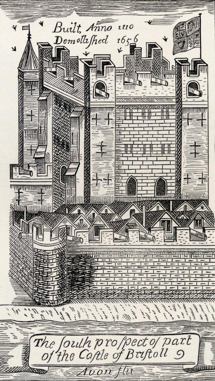 Bristol Castle, nach James Millerds Karte von Bristol aus 1673, aus 