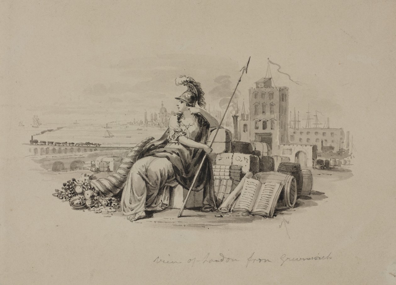 Britannia, Blick auf London von Greenwich von English School