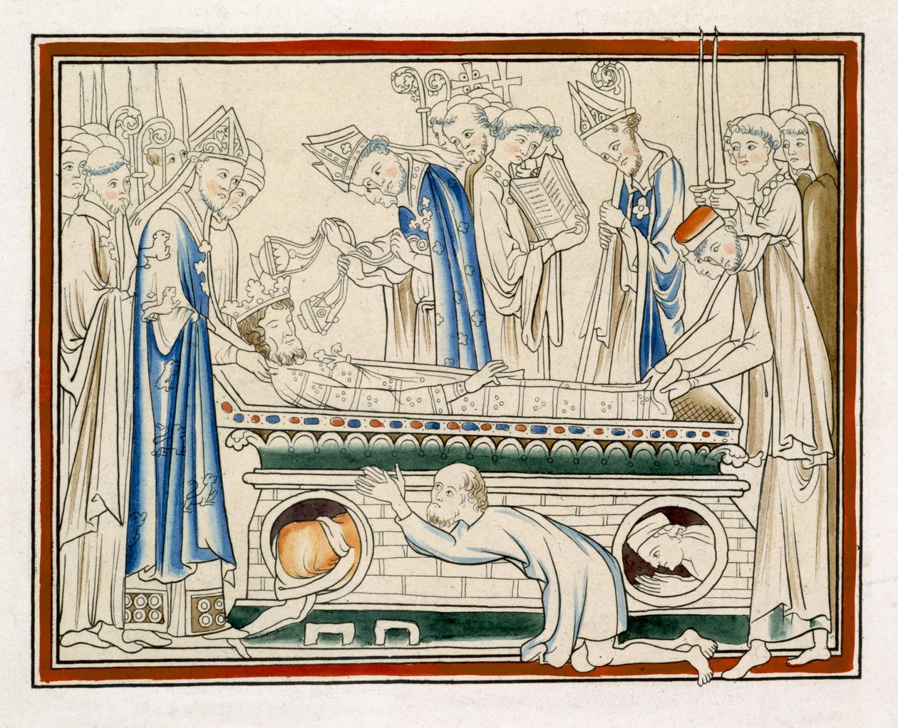 Begräbnis von Edward dem Bekenner, Illustration aus einer Faksimileausgabe von The Life of St Edward the Confessor von English School
