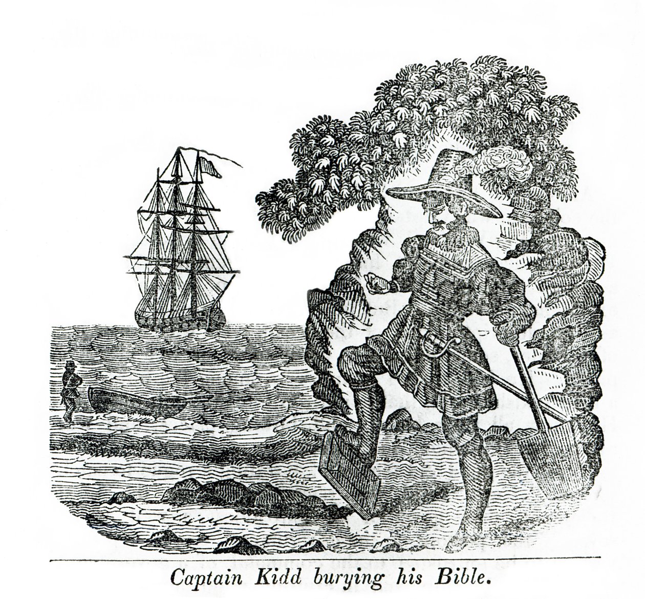 Captain Kidd vergräbt seine Bibel, Illustration aus 