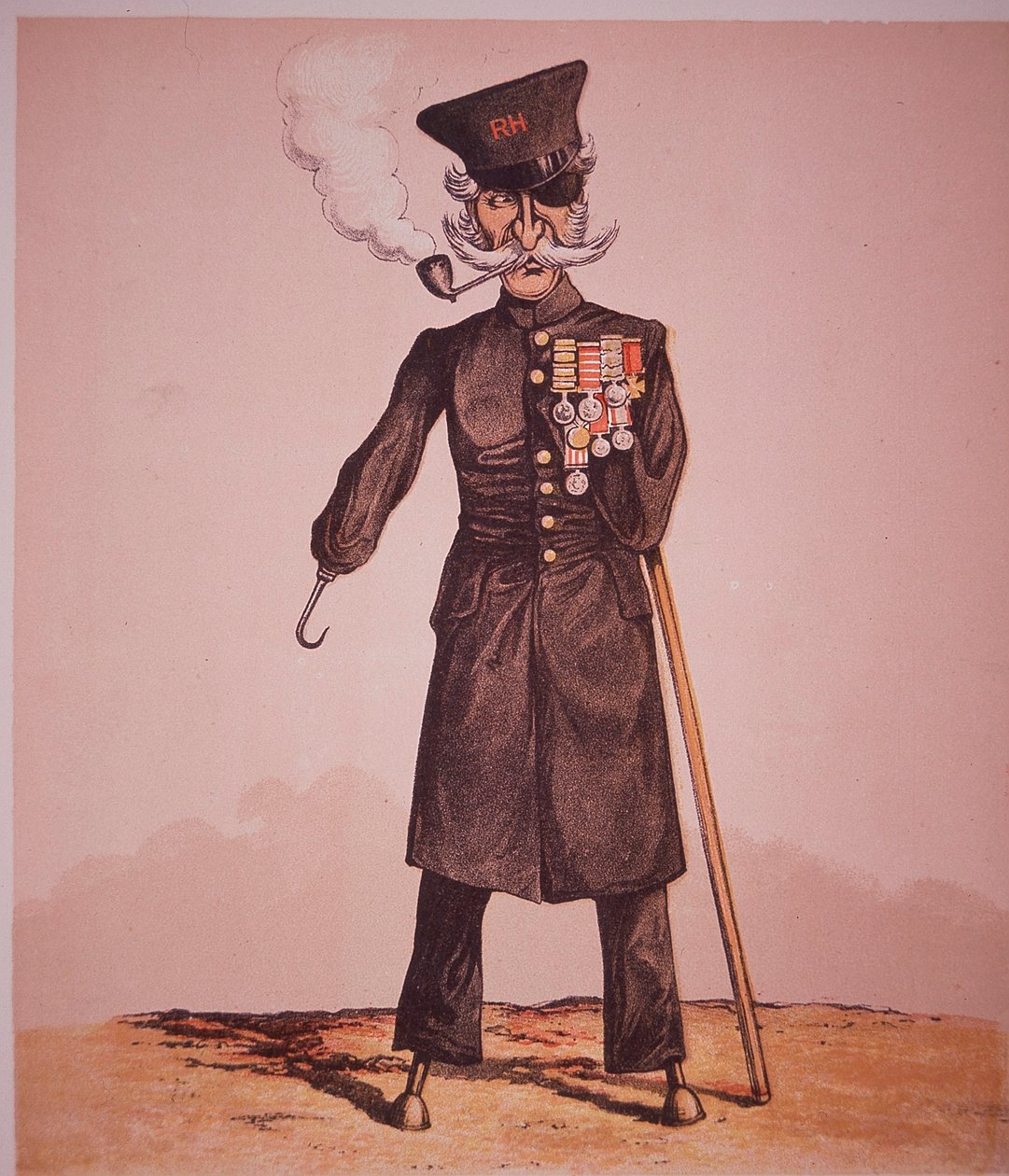 Karikatur eines Chelsea-Pensionärs des Royal Hospital, aus 