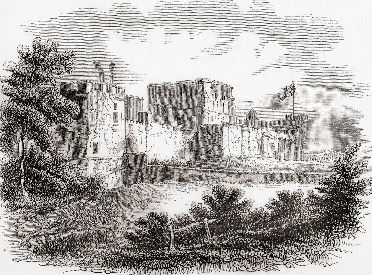 Carlisle Castle, Carlisle, Cumbria, England im 19. Jahrhundert, aus Old England: A Pictorial Museum, veröffentlicht 1847 von English School