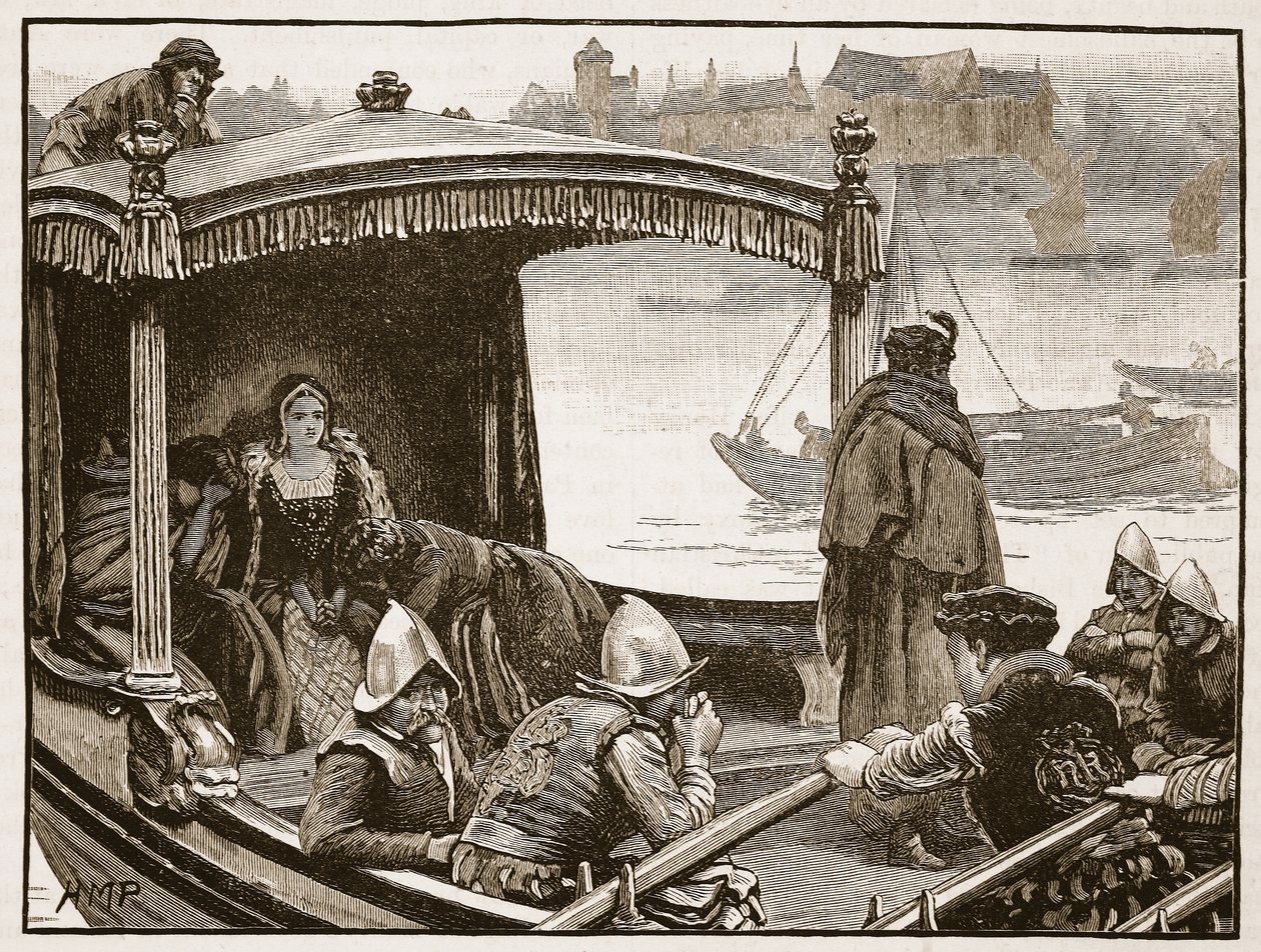 Catherine Howard wird zum Tower gebracht, Illustration aus Cassells Illustrierter Geschichte Englands von English School