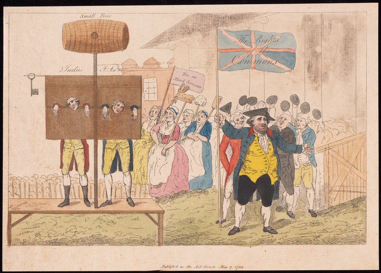 Cecil Wray im Pranger Die Rechte des Gemeinwesens, veröffentlicht 1784 von English School