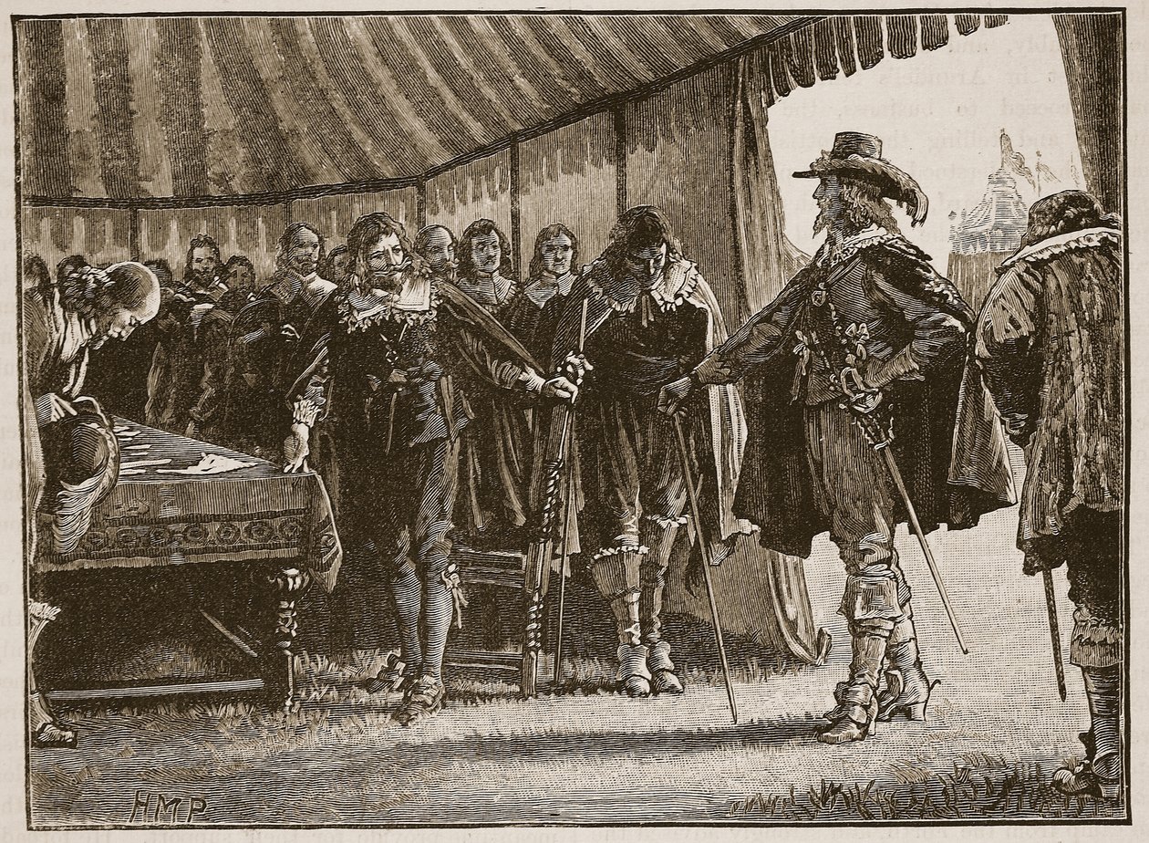 Charles und die schottischen Kommissare, Illustration aus Cassells Illustrierter Geschichte Englands von English School