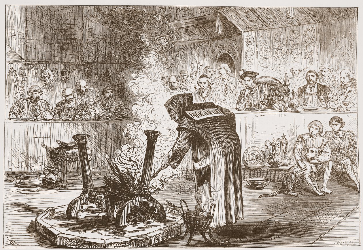 Karl sieht das Maskenspiel, Illustration aus Die Geschichte des Protestantismus von James Aitken Wylie, veröffentlicht 1878 von English School