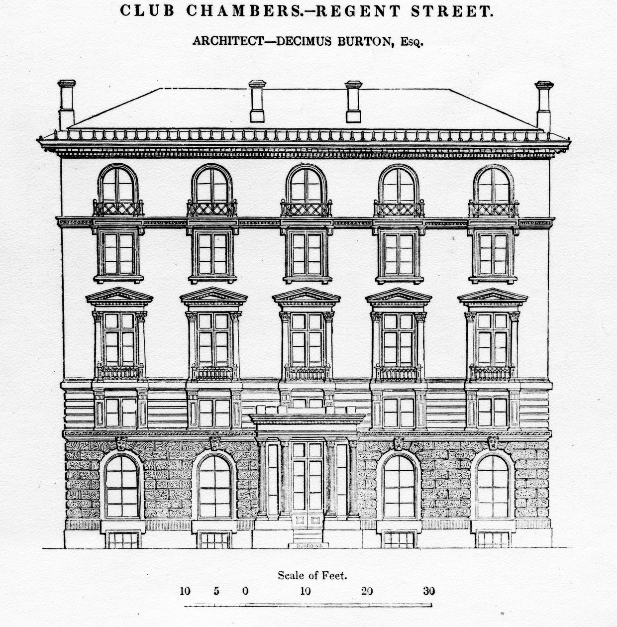 Club Chambers, Regent Street, 1839 von English School