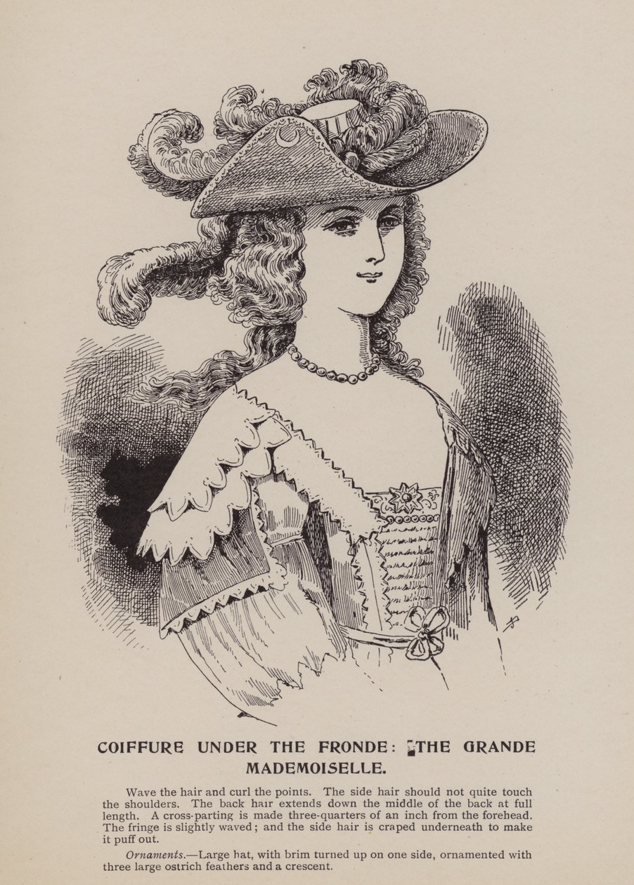 Frisur unter der Fronde, die Grande Mademoiselle (Gravur) von English School