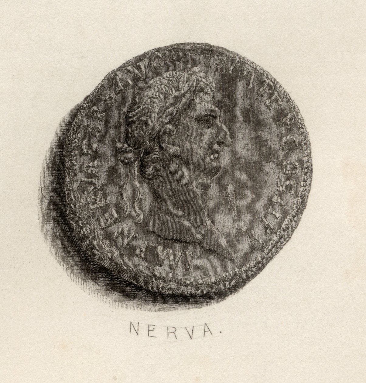 Münze aus der Zeit von Nerva Caesar Augustus von English School