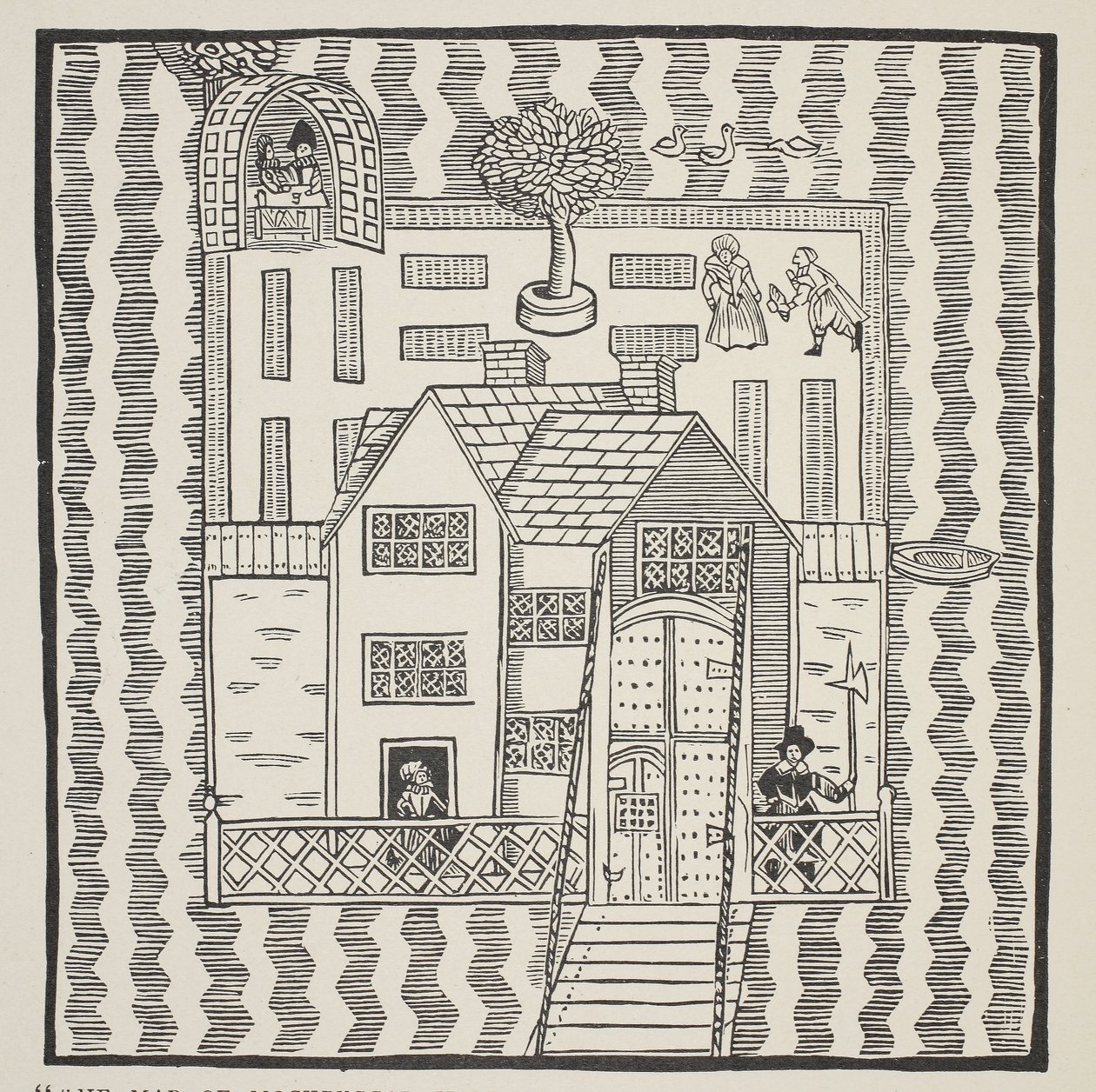Kopie der Karte von Mockbeggar Hall, mit seiner Lage im weiten Land namens Irgendwo, ca. 1633, aus der Ballade von Roxborough von English School
