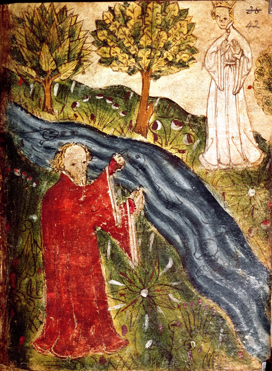 Der Träumer mit der Perlenjungfrau, c.1375-1400 von English School