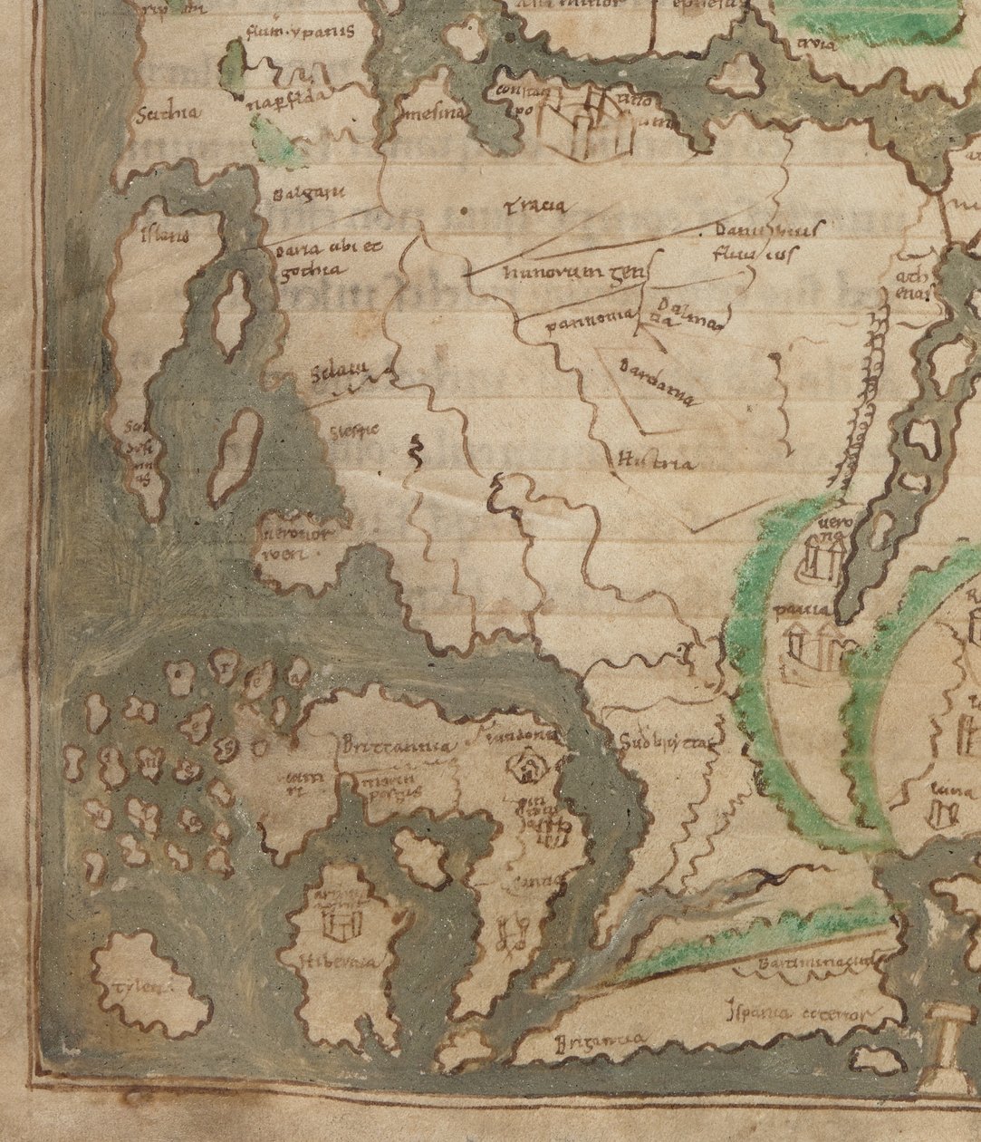 Die Tiberius-Karte, Mappa Mundi, Detail von Westeuropa und den Britischen Inseln von English School