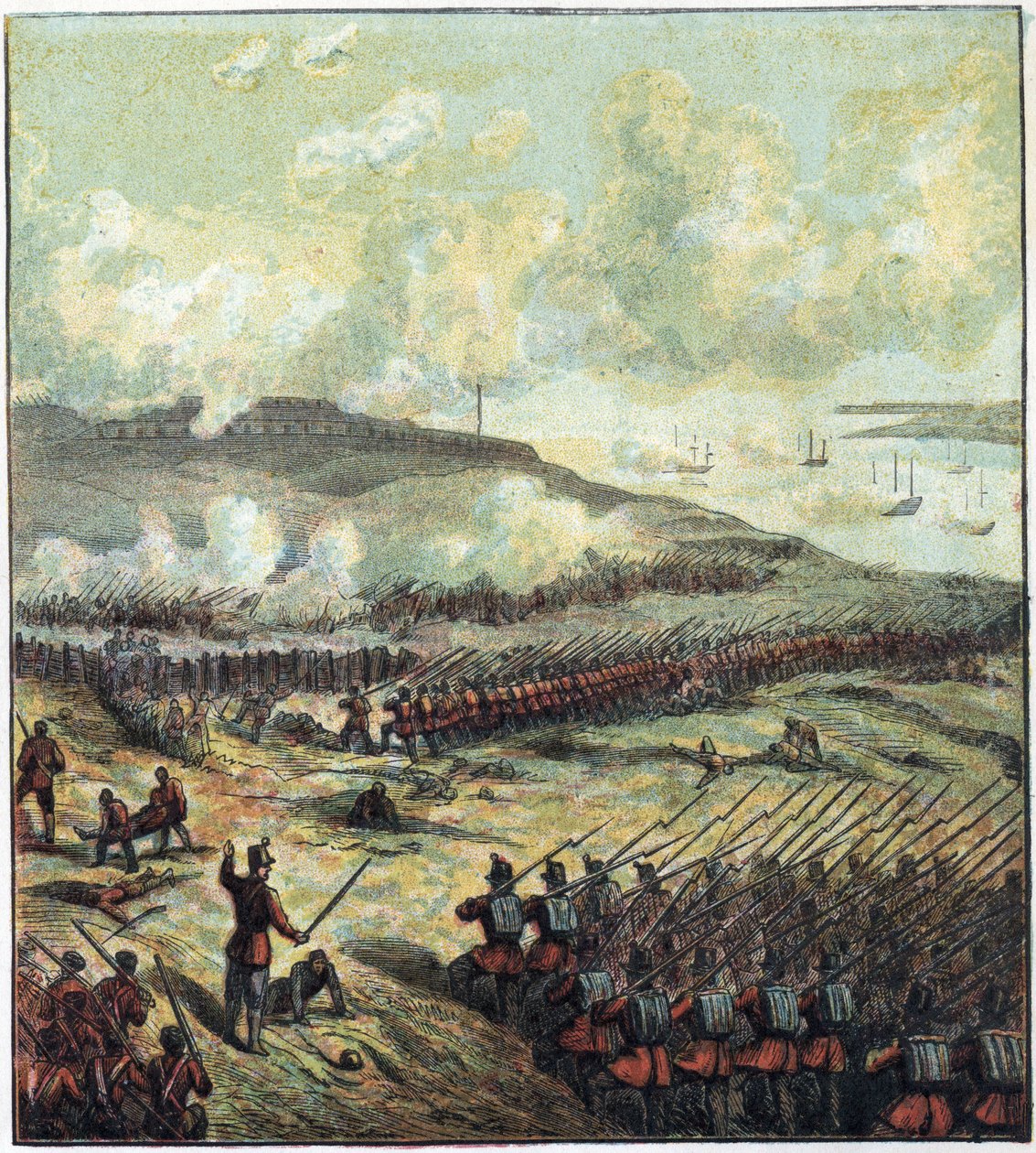 Krimkrieg (1853-1856): die Schlacht von Inkermann am 5.11.1854 zwischen Russland und der britisch-französisch-türkischen Koalition, die gewann. Die Schlacht von Inkermann von English School