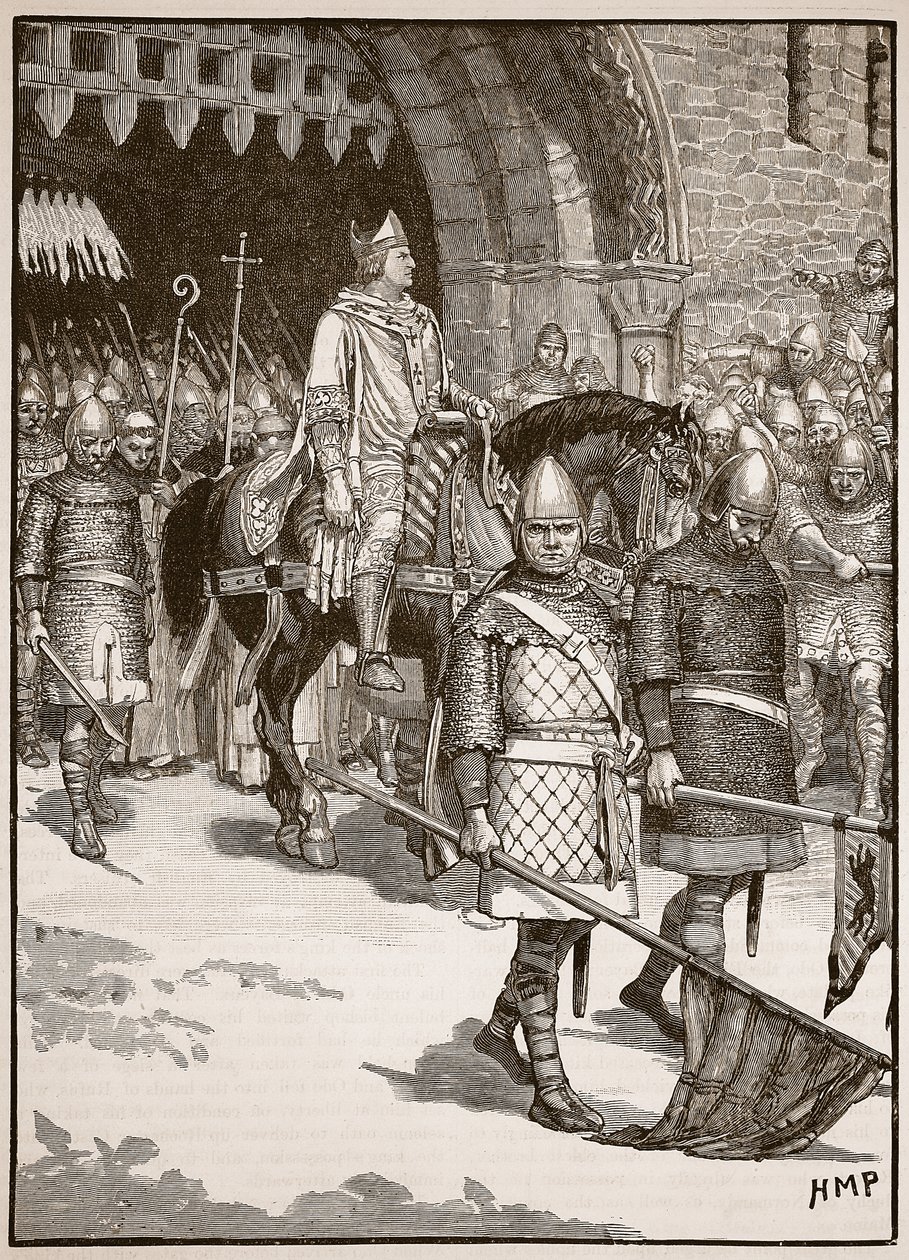 Abreise von Bischof Odo aus Rochester, Illustration aus Cassells Illustrierter Geschichte Englands von English School
