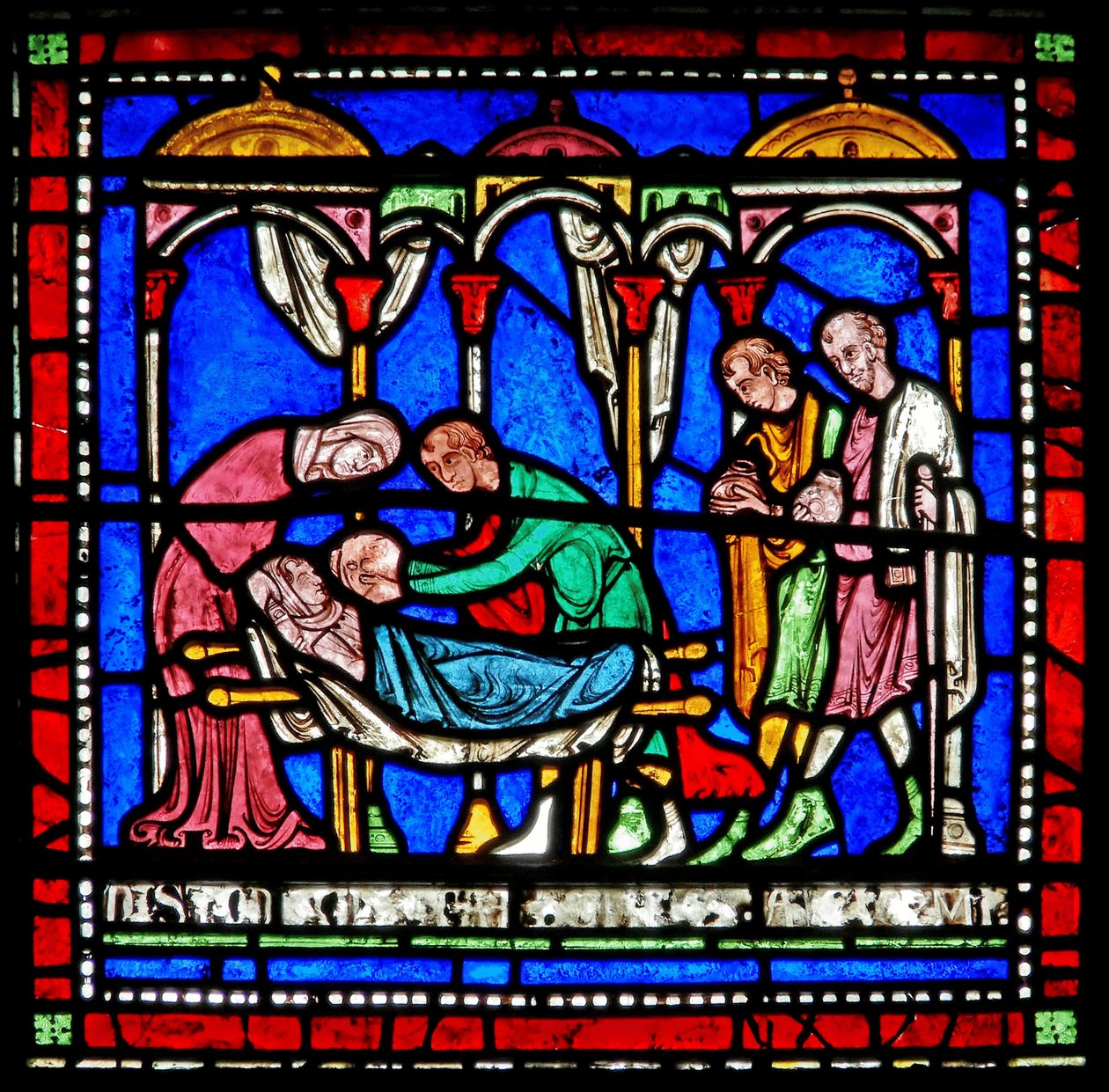 Detail aus dem Wunderfenster, das die Geschichte von Richard von Sunieve darstellt von English School