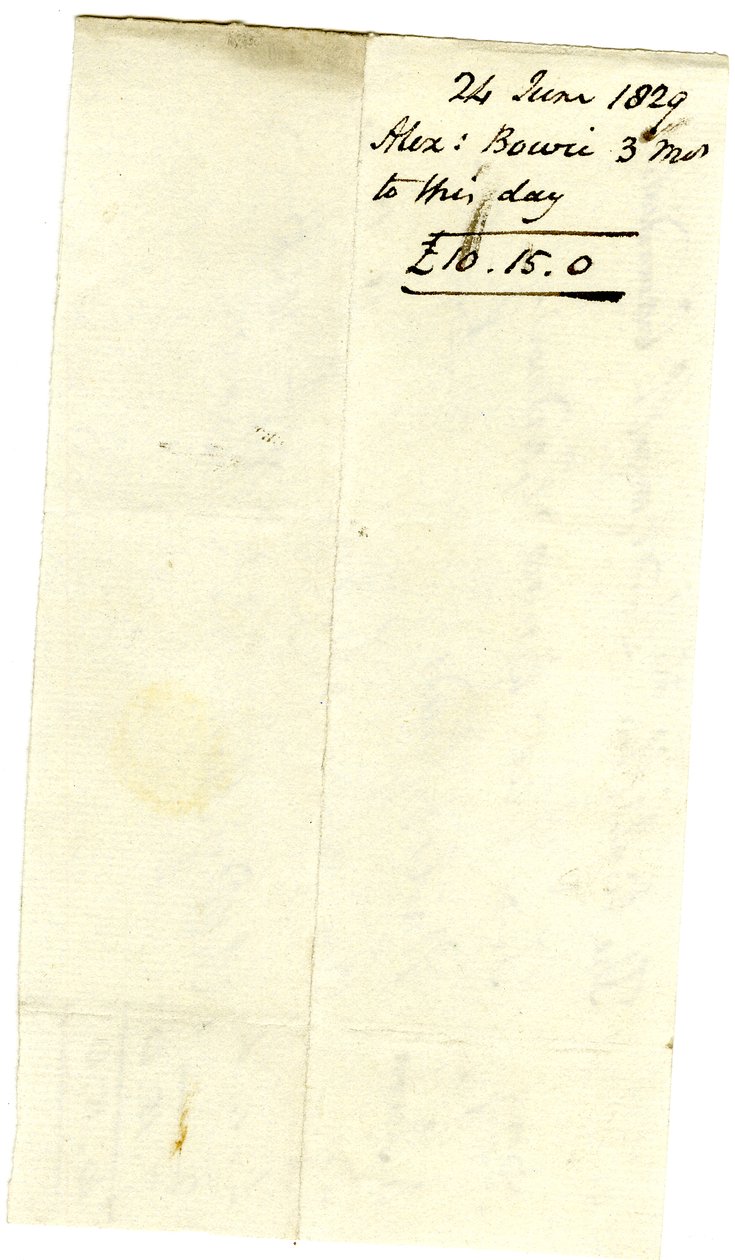 Devonshire MSS AS 3101, Folio aus einem Bündel von Rechnungen, beglichen von Pinder Simpson für Lord George Cavendish, einschließlich der Rechnung von Alexander Bowie von English School