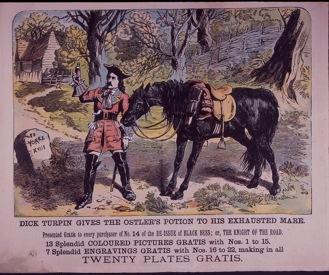 Dick Turpin mit seinem Pferd Black Bess auf dem Weg nach York von English School