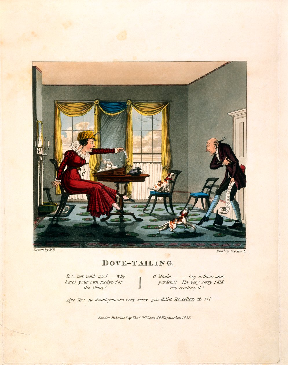 Schwalbenschwanzverbindung, graviert von George Hunt, veröffentlicht von Thomas Mclean, 1827 von English School