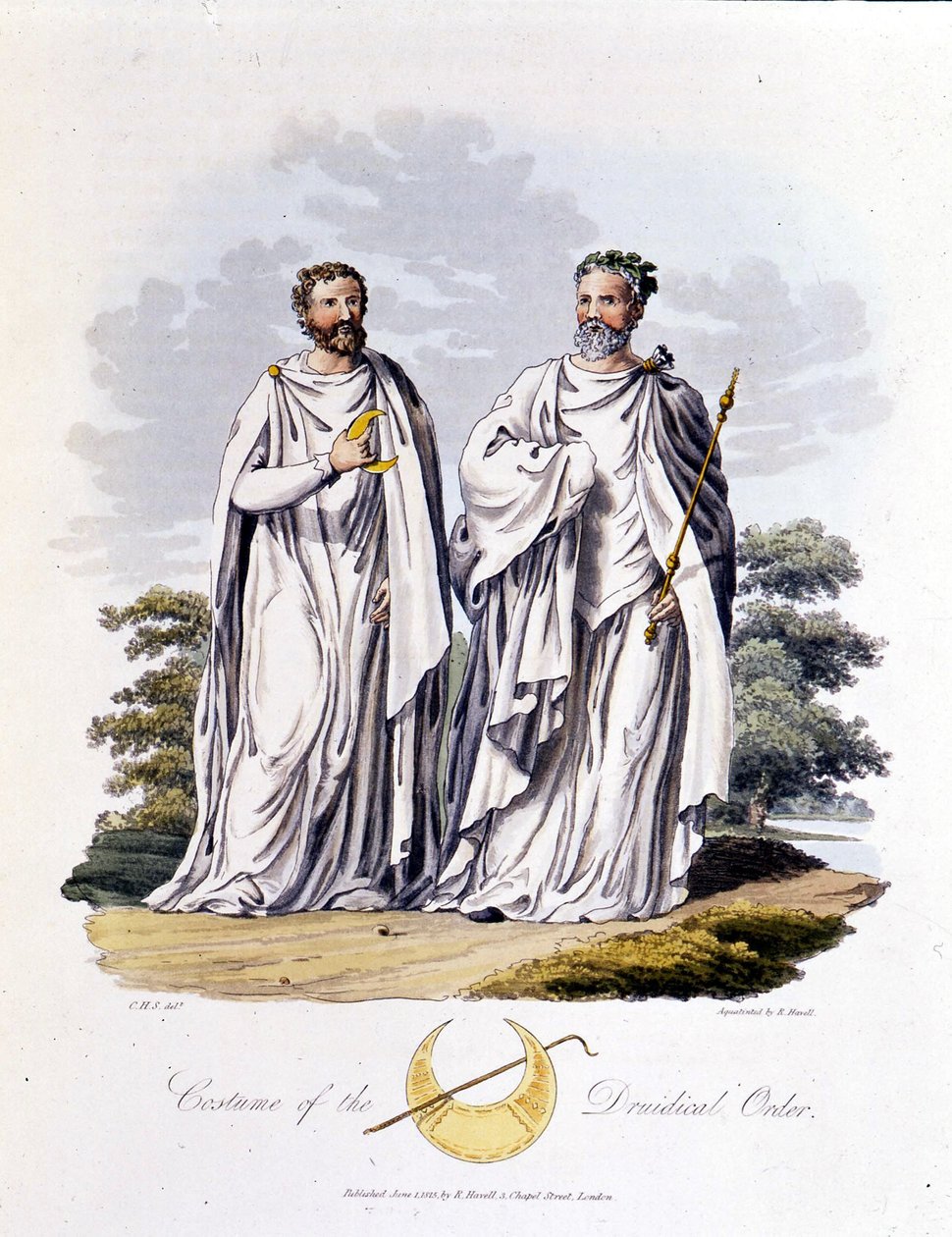 Druiden - in „Celts and Goths, customs of the inhabitants of the British Isles of the early 6th century and the Goth nations of the west coast of the Baltic“, von S.R. Meyrick und Ch. Smith von English School